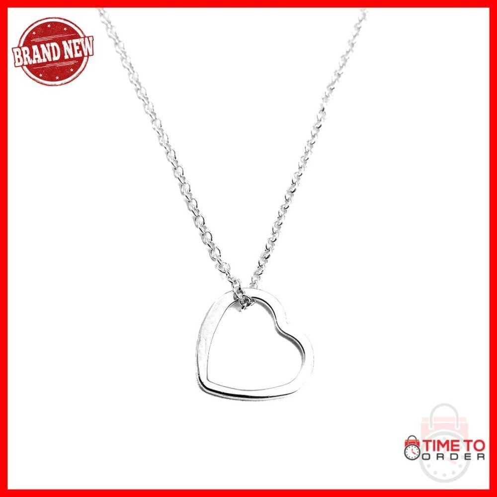 Sterling Silver 14K Gold Filled Heart Pendant Necklace Adjustable 18" Chain